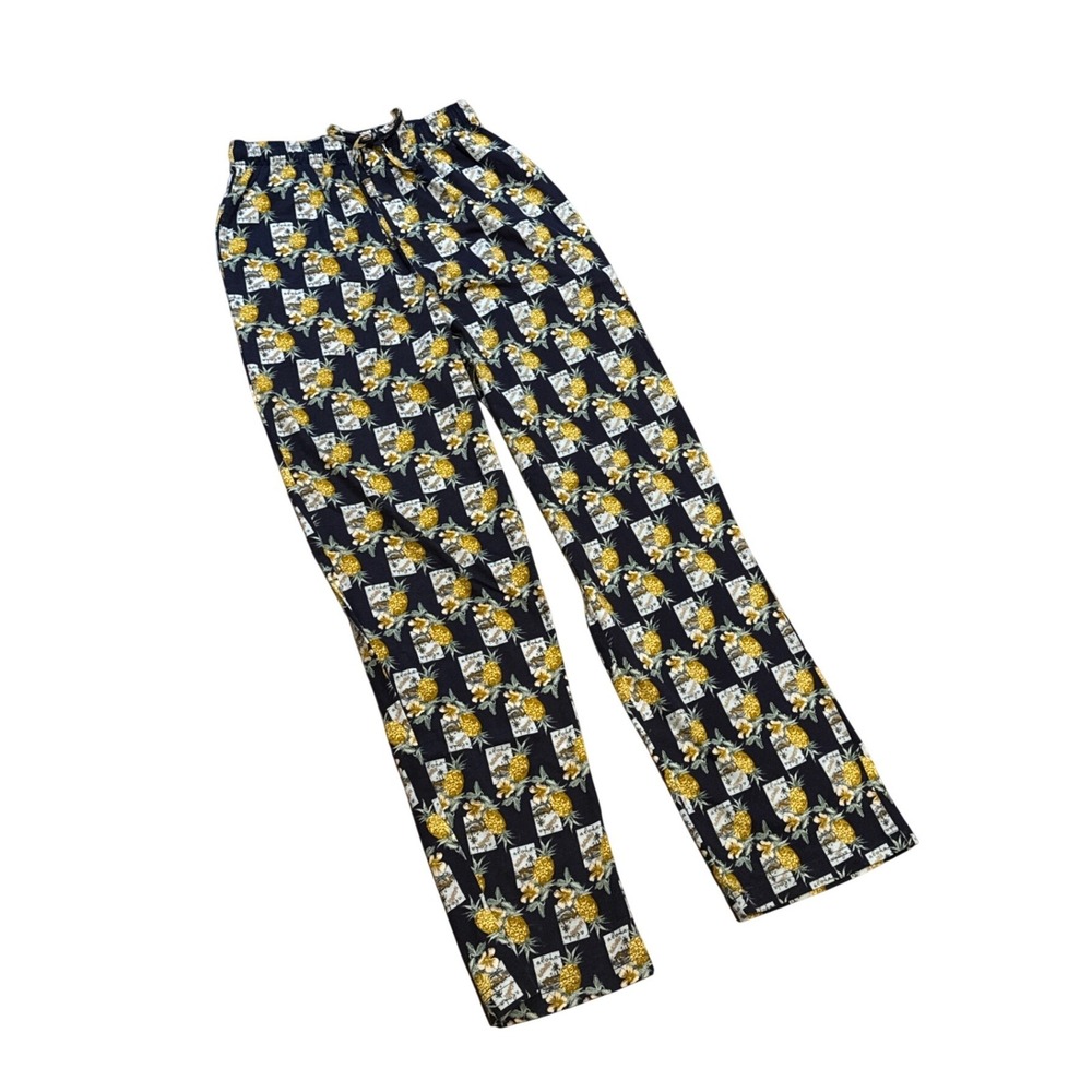 Pineapple Postcard Print Pajama Pants Small